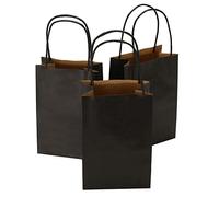 Ronvir 25Pcs Bolsas para Regalo, Pequeñas Bolsas Papel, Bolsas de Regalo negro con Manijas, Bolsas de papel, Bolsa papel kraft, Bolsas de Compras, Bolsas de Fiesta, 14x8x21 cm
