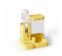 Ronyme Alimentador Automático para Roedores Dispensador 2 en 1 Comedero te Capacidad Optimizada Botella 80 Ml Depósito 300 Ml Diseño Desmontable Antivuelco, Amarillo