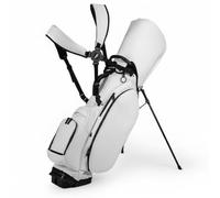 Ronyme Bolsa de Golf Stand Ligera y Resistente Soporte Estuche con Bolsillo Aislante y Secciones Organizadas en Cuero Adecuada para Prácticas Driving Range Viajes, Blanco