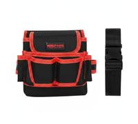 Ronyme Bolso de Herramientas Multiusos con Múltiples Bolsillos Riñonera Portaherramientas con Gran Capacidad Organizador con Compartimentos Cinturón de, Rojo, Pequeño