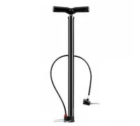 Ronyme Bomba de Aire para Bicicleta Portátil con Doble Válvula Inflador Manual Robusto y Medidor en Acero Inoxidable Adecuada para Entrenamiento Excursiones y Talleres, Negro, Largo