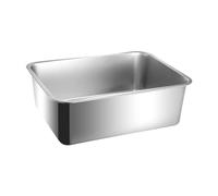 Ronyme Caja de Arena para Gatos Bandeja Sanitaria de Acero Inoxidable Recipiente para Mascotas Pequeñas Contenedor de Arena No Adherente Borde Alto Resistent, Altura 15cm