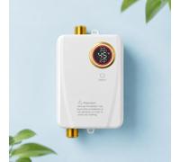 Ronyme Calentador de Agua Instantáneo Eléctrico sin Depósito de Cocina con Indicador Digital y Entradas Roscadas de Latón Cuerpo Rectangular Compacto, Negro