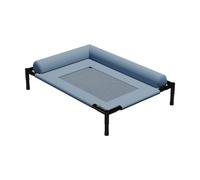 Ronyme Cama Elevada para Gato Cama para Perro Portátil Rejilla Transpirable Soporte de Metal Lavable Casa Patio Vacaciones Mascotas, Blue Gray L