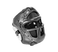 Ronyme Casco de Artes Marciales Protector con del Lados Almohadillas en Oídos y Forro EVA Correa Ajustable Plástico Acero y PU Adecuado para Entrenamiento Clases, Negro Puro, L