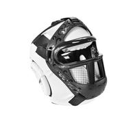 Ronyme Casco de Artes Marciales Protector con del Lados Almohadillas en Oídos y Forro EVA Correa Ajustable Plástico Acero y PU Adecuado para Entrenamiento Clases, Blanco, M