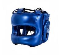 Ronyme Casco de Boxeo con Barra Frontal Orejeras Acolchadas Material PU Absorbente y de Cuerda Ajustable Adecuado para Boxeo Entrenamiento Diario Clases de Defensa Personal Uso Deportivo, Blue