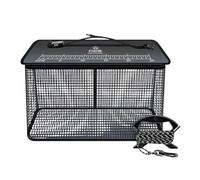 Ronyme Cesta Flotante para Pesca, Jaula de Almacenamiento portátil para Exteriores con Cremallera, para Carpas, Suministros de Pesca Multiusos, Cubo, Negro 34cmx20cmx28cm