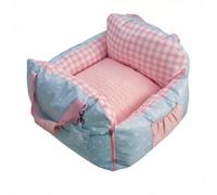 Ronyme Cojín para Asiento de Vehículo Cama para Mascota Asiento Elevador Cuna Portátil Nido Acolchado con Soporte Estructural y Entrada Delantera, Azul Bondi, M Sugerido para Menos De 4 Kg