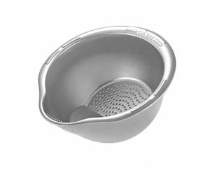 Ronyme Colador Cocina Multiusos Cuenco Limpiador Arroz Multifuncional Cuenco Escurridor con Sección Perforada, Plata