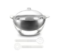 Ronyme Cuenco Congelador de Cocina Cuenco Aislado Ensaladera Recipiente para Servir Recipiente Térmico Doble Pared con Acero y Base de con Asas con Tapa con