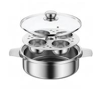 Ronyme de Acero Inoxidable Olla Cazuela con Tapa de Cristal Templado y Agarre Seguro Bandeja Interna con Orificios y Divisiones para y Estofado Adecuada para Cocina en Fogón Menús Familiares