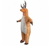 Ronyme Disfraz Inflable Traje de Animal Capucha Hocico Cuerpo Marrón Claro y Barriga Blanca Tejido con Componentes Plásticos Cobertura Total Adecuado para Fiestas de Disfraces Halloween Escolares