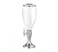 Ronyme Dispensador de Bebidas Iluminada Torre de Cerveza de Mesa Surtidor con Vertido Controlado Depósito Transparente Tapa Metálica y Pedestal Apto para, Plateado, Plateado, 3L