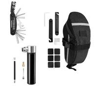 Ronyme Equipo de Reparación de Bicicleta Incluye Kit Multifuncional Parches de Reparación Llave Ajustable y Bolsa Impermeable en Canvas y Acero Adecuado para Ciclistas Principiantes Viajes Cotidianos