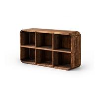 Ronyme Estante para Tazas Estantería Organizadora Repisa Expositor Soporte para Tazas con Madera Carbonizada de Estilo Rústico y Esquinas Redondeadas Apto, 6 Compartimentos con Panel Trasero