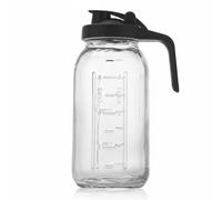 Ronyme Jarra con Tapa Hermética Jarra de Vidrio con Asa Recipiente para Bebidas con Sellado para Café en Frío Té Guardado y Agua Adecuada para Cocina Barra, 64OZ, Mango+Escal Negra
