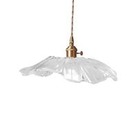 Ronyme Lámpara Colgante Estilo Flor Pantalla de Vidrio Decorativa Lámpara de Techo Lujo Moderno con Ajuste de Altura Adecuada para Restaurante Café Tienda Do, L Clear