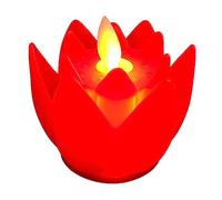 Ronyme Lámpara de Loto LED Sin Llama Luz Budista Eléctrica Diseño Artístico Realista Sin Fuego Adecuada para Familiar Altar Salón Meditació, Rojo