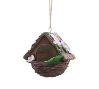 Ronyme Nido de Pájaro de Resina Decorativo Colgante para Aves de Jardín Adorno Floral Detallado Resina Resistente con Relieves Adecuado para Pérgola Terraza Porche