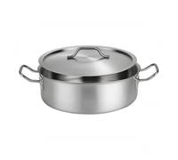 Ronyme Olla de Acero Inoxidable Olla Sopera Cazo de Profunda para Guisos y Fondos con Agarre Seguro Adecuada para Comidas Compartidas Preparación de Chefs Aficionados, 32CM, Silver Clear W Lid