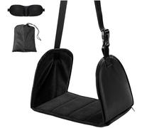 Ronyme Reposapiés de avión, hamaca para el talón del pie, cómodo reposapiés de viaje, hamaca para las piernas con bolsa de almacenamiento para debajo del, con máscara para los ojos