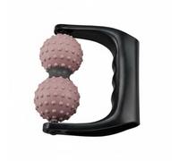 Ronyme Rodillo de Masaje Manual Rodillo Doble Bola Masajeador Corporal Portátil Rodillo Autocuidado Diario Presión Regulada Mango Curvo Adecuado para Casa, Negro/Rosa