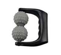Ronyme Rodillo de Masaje Manual Rodillo Doble Bola Masajeador Corporal Portátil Rodillo Autocuidado Diario Presión Regulada Mango Curvo Adecuado para Casa, Negro/Gris Claro