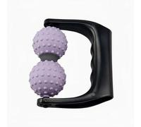 Ronyme Rodillo de Masaje Manual Rodillo Doble Bola Masajeador Corporal Portátil Rodillo Autocuidado Diario Presión Regulada Mango Curvo Adecuado para Casa, Negro/Púrpura Claro