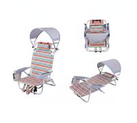Ronyme Silla Plegable Exterior Silla Tumbona Reclinable Asiento Portátil con Toldo Regulable Respaldo de Cinco Posiciones y Bolsillo Lateral de Acceso Rápido, Rainbow Stripe