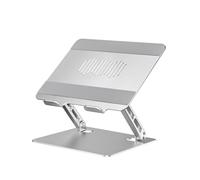 Ronyme Soporte Ajustable para Ordenador Portátil Elevador Base Respaldo de Acero al Carbono con Superficie Inclinada y Ranuras de Ventilación Estable y, Plateado, E19-Plateado Modelo Plegable
