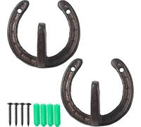 RONYOUNG 2 ganchos de herradura de hierro fundido para la pared (marrón oscuro)