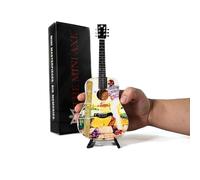 RONZ World The Mini Axe™ Elton John Goodbye Yellow Brick Road Guitarra en miniatura coleccionable, 10 pulgadas, con soporte de exhibición