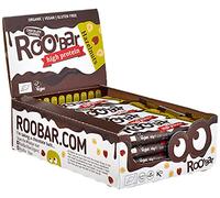 Roobar Barra de Avellana Rica en Proteínas Cubierta de Chocolate - Barra vegana 100% orgánica para una nutrición óptima. Sin lácteos ni gluten, sin azúcar refinado añadido, barras de 16 x 40 g