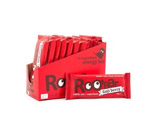 Roobar Goji Berry Raw Bar - Dairy & Gluten Free. 100% Organic, Vegan with Superfoods for Optimum Nutrition. No Added Refined Sugar - 12 x 30g Raw Bars