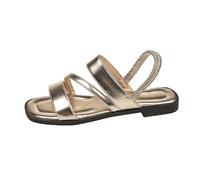 Roobeety - Sandalias de cuña con suela de plataforma para mujer, estilo bohemio - Sandalia con diamantes de imitación, zapatos de playa y verano trenzados antideslizantes y casuales, dorado, 37 EU