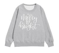 Roobeety Sudadera para niña con estampado Merry & Bright, manga larga informal con cuello redondo para invierno y Navidad, Style#s04 Gris, 18-24 meses