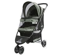 ROODO Cochecito de perro para mascotas para perros pequeños y gatos multifuncional, portátil, plegable, de tres ruedas, cochecito de mascotas (ceniza catiónica)