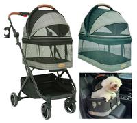 ROODO Cochecito para perros 3 en 1, sistema de viaje para mascotas, cochecito para mascotas que se convierte en transportador desmontable para cachorros y gatos y asiento de coche para mascotas,