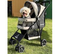 ROODO Cochecito para perros de 4 ruedas, cochecito para gatos, ligero, plegable, portátil, compacto, para mascotas, cochecito de viaje para cachorros de Amazon, adecuado para gatos y perros de hasta