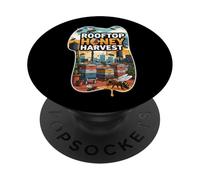 Rooftop Honey Harvest Urban Beekeeping Design PopSockets PopGrip Adhesivo