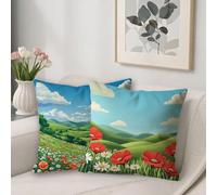 Roogsoo Funda Almohada 40x40 Fundas Cojines Verde Pradera 2 Pack Cómodo Fundas Cojines Sofa, Impermeable Transpirables Lino Grandes Cojines Decorativos, para Sala Sofá, Cama Decoracion Hogar H-114