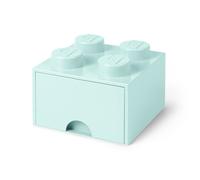 Room Copenhagen 4005 Lego Ladrillo 4 pomos, 1 cajón, Caja de almacenaje apilable, 4,7 l, Legion/Aqua Light Blue/Mint, 25 x 25 x 18 cm