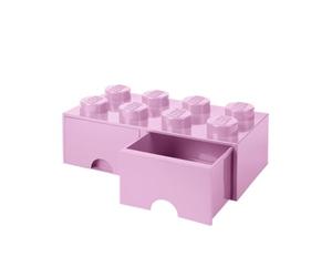 Room Copenhagen 40061738 Caja de Almacenaje Apilable, Ladrillo 8 pomos, 2 Cajones, 9.4 l, Rosa (Light Purple), 50 x 25 x 18 cm