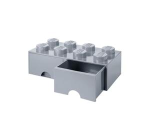 Room Copenhagen 40061740 Caja de Almacenaje Apilable con 2 Cajones, Ladrillo 8 pomos, 9.4 l, Gris (Medium Stone Grey), 50 x 25 x 18 cm