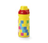Room Copenhagen LEGO Botella de agua de 390 ml, divertida y práctica para niños, con tapón cubierto, botella de deporte, color rojo y amarillo