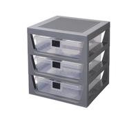 Room Copenhagen Estante de almacenamiento Lego de 3 cajones con placa frontal y base, Gris
