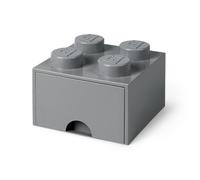 Room Copenhagen LEGO Ladrillo 4 pomos, 1 cajón, caja de almacenaje apilable, 4,7 l, Gris Oscuro, One size