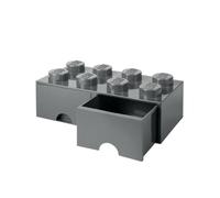 Room Copenhagen LEGO Ladrillo 8 pomos, 2 cajones, caja de almacenaje apilable, 9,4 l, Gris Oscuro, One size