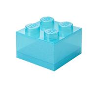 Room Copenhagen LEGO - Ladrillo de almacenamiento con 4 perillas, color azul claro, caja de almacenamiento apilable de plástico con tapa para niños y adultos, organizador de escritorio y caja de